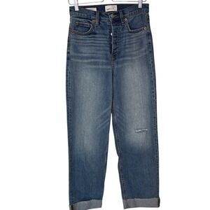 Universal Thread "Highest Straight Ankle" Blue Cuffed Boyfriend Jeans 6 Like New